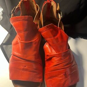 Miz Mooz Red Sandals with Unique Textural Design